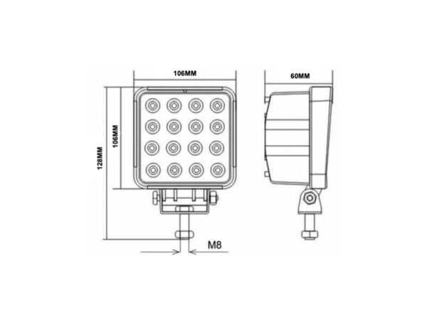 Faro da lavoro trattore led 12/24V 24W