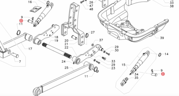 Perno attacco attrezzi agricoli 18X62mm per trattori Antonio Carraro