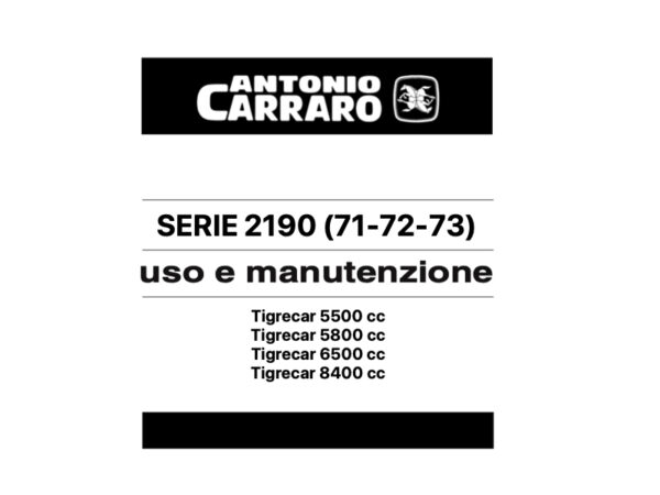 Uso e manutenzione Tigrecar Serie 2190 71-72-73