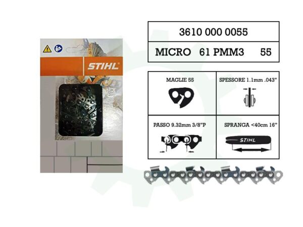 Catena motosega 55 maglie passo 9,32 mm spessore 1,1 mm