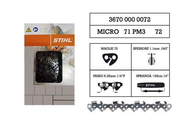 Catena per motosega STIHL 72 maglie cod. 36700000072