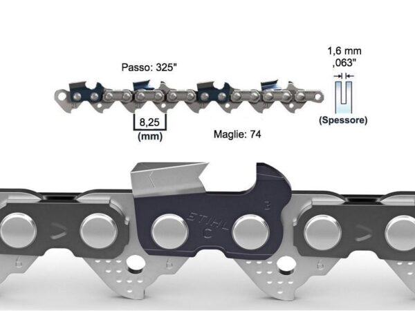 Catena Stihl 74 maglie RS per motosega passo 8,25 mm per spranga da 45 cm