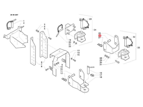 Perno gancio traino trattore serie 21 Antonio Carraro 6169008