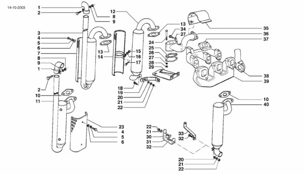 A02-0010 ESPLOSO MARMITTE E COLLETTORE SCARICO 3200-4000-4200-4300-5500-5600-7500-7700-8000-8008