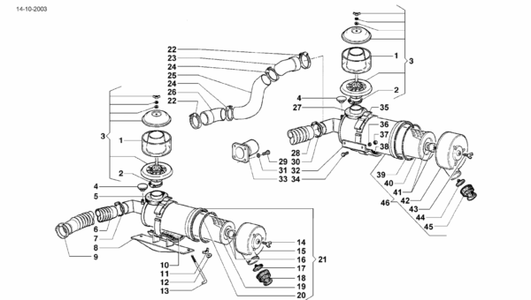 A03-0020 ESPLOSO FILTRO ARIA CON PREFILTRO