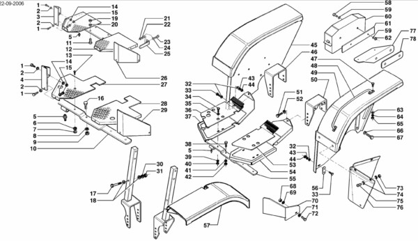 E03-0040 ESPLOSO PARAFANGHI E PEDANE
