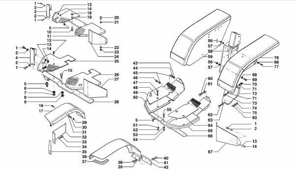E03-0020 ESPLOSO PARAFANGHI E PEDANE