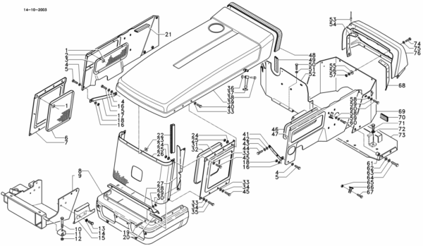 E01-0030 ESPLOSO COFANATURA TIGRONE E SUPERTIGRE