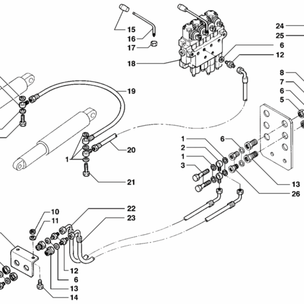D04-100 ESPLOSO SOLLEVAMENTO E PRESE IDRAULICHE ANTERIORI