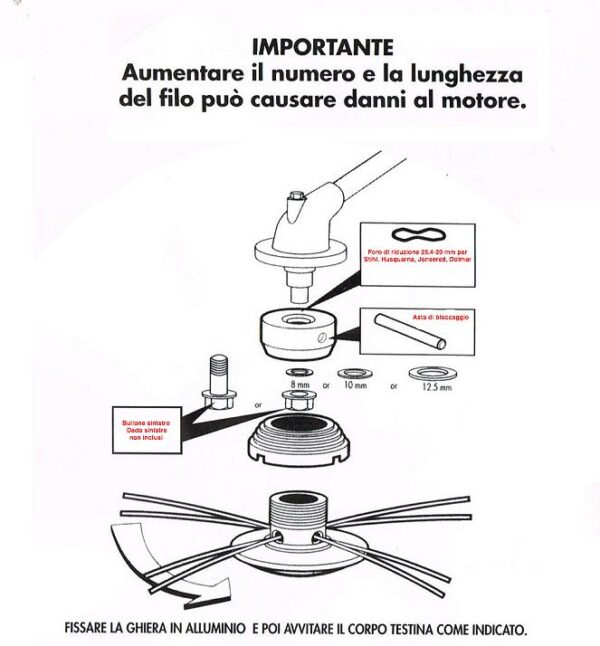 Testina decespugliatore universale Attilina con ghiera in alluminio