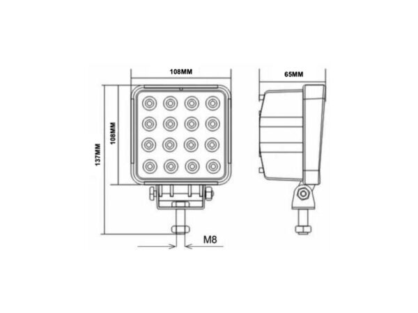 Faro led da lavoro 10/36V 48W universale AMA