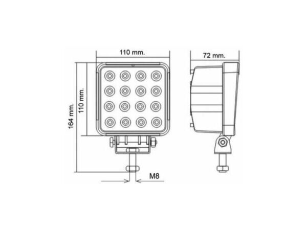 Faro led da lavoro 10/36V 48W universale AMA