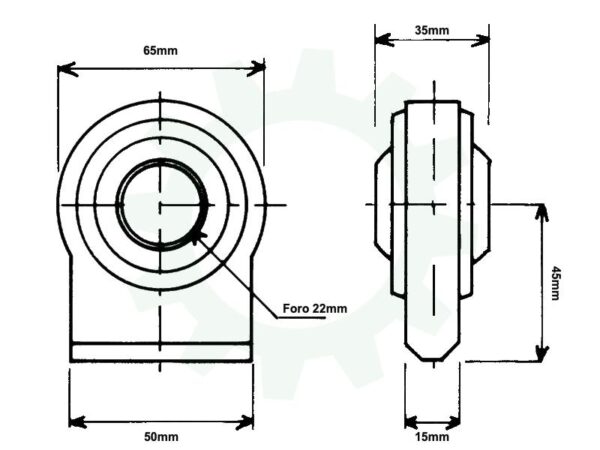 Supporto rotula sferica a saldare diametro 22mm