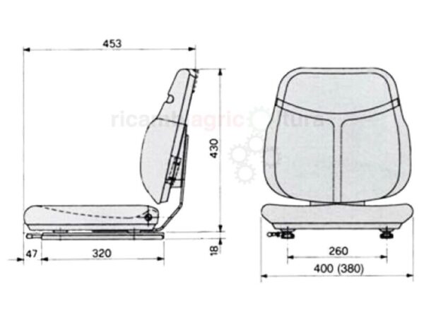Sedile cobo SC74 con guide universale per trattori
