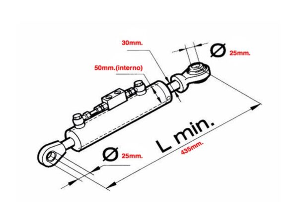 Terzo punto idraulico trattore seconda cat. 50x30x160mm