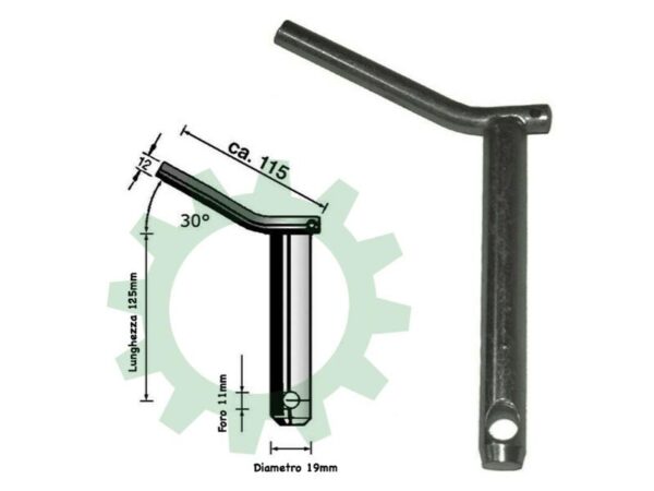 Perno terzo punto trattore con maniglia