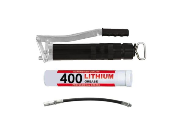 Pompa grasso manuale in kit con cartuccia e testina a 4 griffe