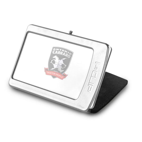 Portafoglio Iclip personalizzato Antonio Carraro in pelle di vitello nera