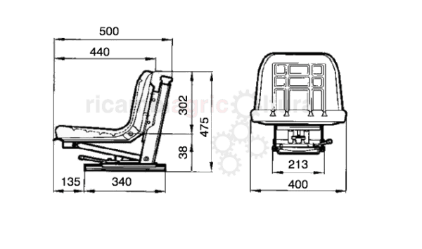 Sedile trattore con molleggio verticale universale COBO GT60
