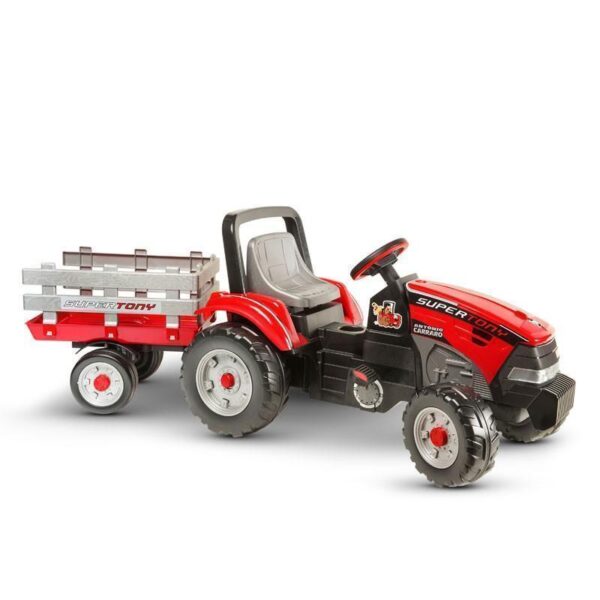 Trattore giocattolo a pedali con rimorchio per bambini Antonio Carraro