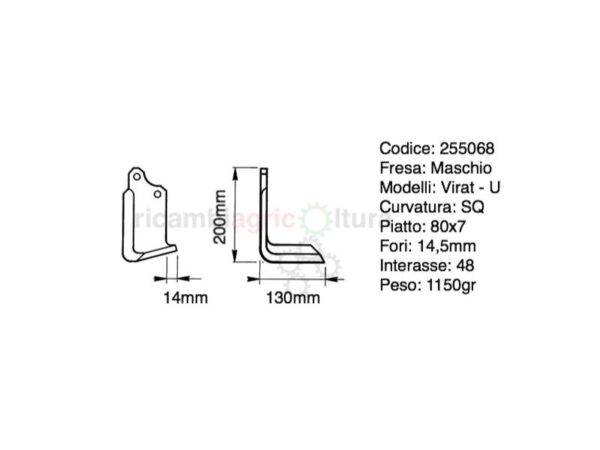 Zappe per fresa Maschio modelli VIRAT e U piatto 80X7 a squadra 10DX e 10SX