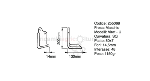 Zappe per fresa Maschio modelli VIRAT e U piatto 80X7 a squadra 10DX e 10SX